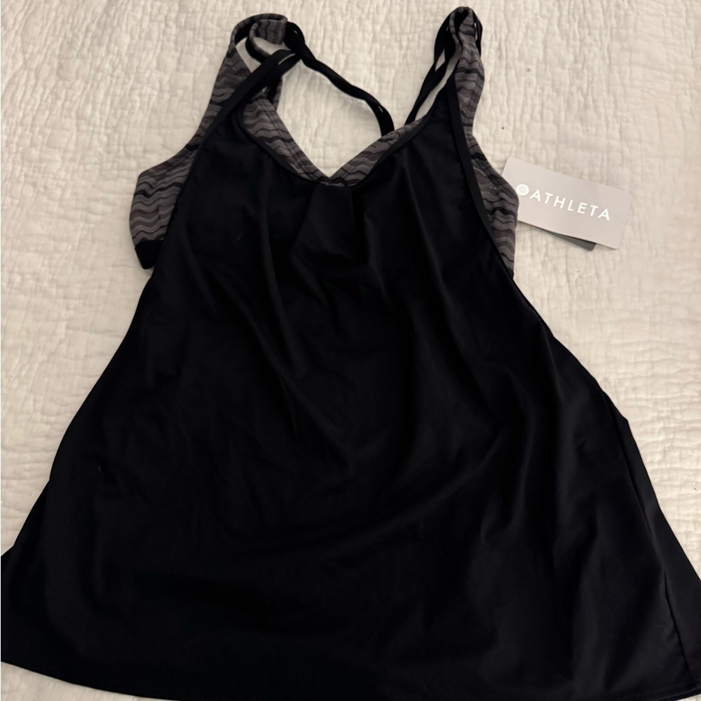 Athleta 2 in 1 Tank/Bra. Size Small. NEW WITH TAGS. Black/gray